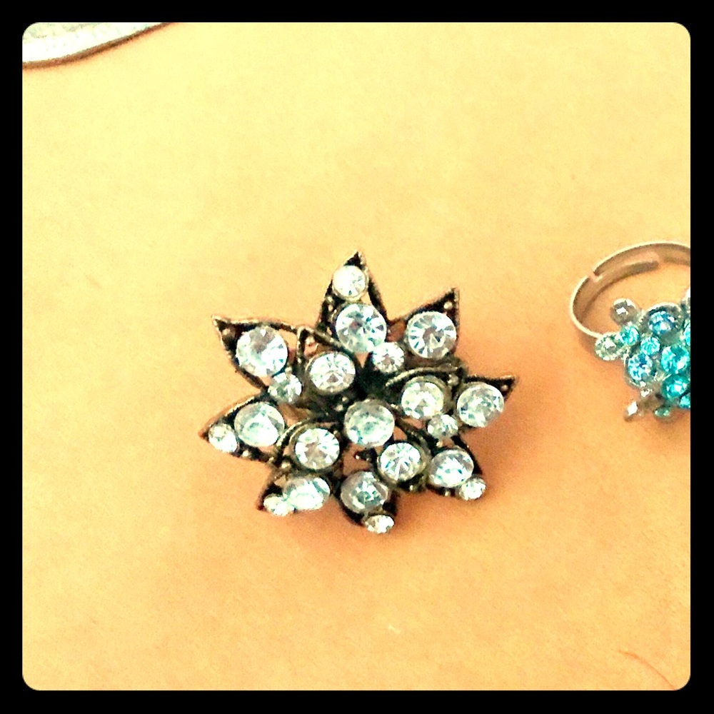 crystal color Rhinestone adjustable ring - Picture 2 of 3